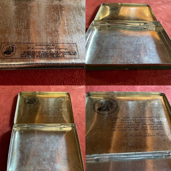 Vintage MCM LUCKY STRIKE Flat Fifties Metal Cigarette Tin - Picture 5 of 16